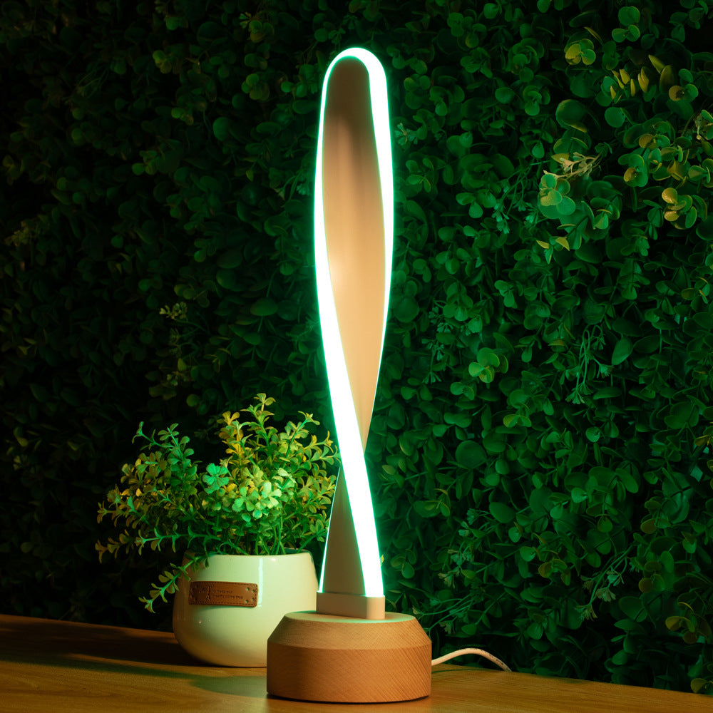 Elliptical Spiral Strip Beech Table Lamp