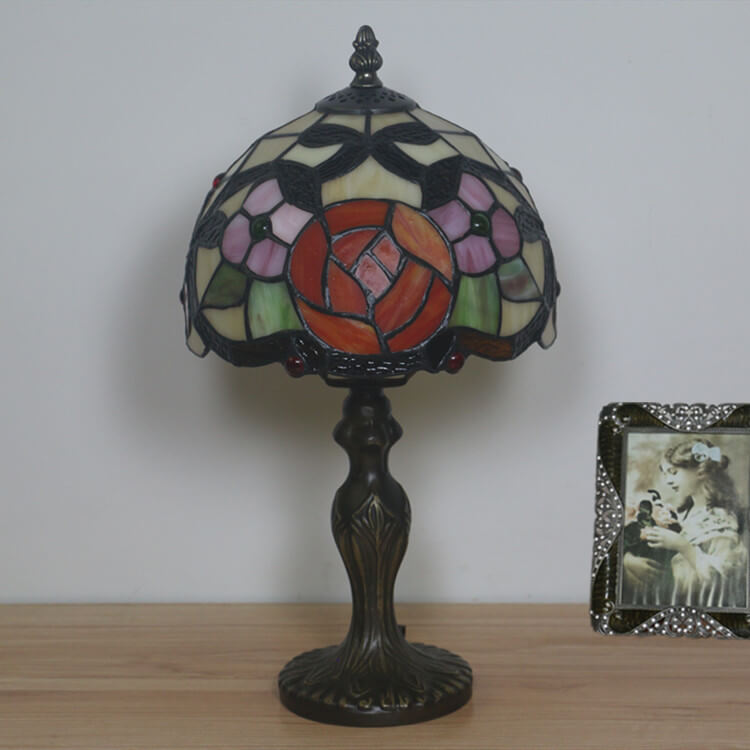 Flower Stained Glass Dome Table Lamp
