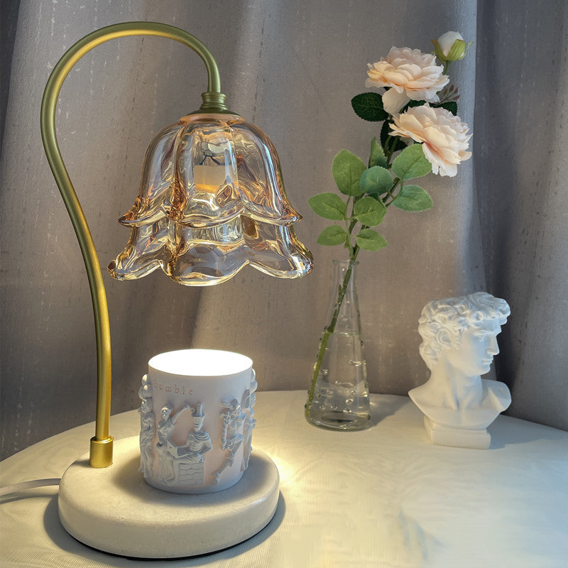 Flower Glass Marble Melting Table Lamp