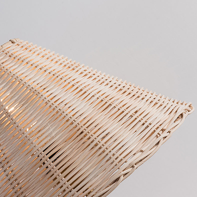 Round Trapezoidal Cylinder Rattan Table Lamp