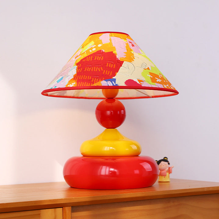 Iron Fabric Conic Round Table Lamp
