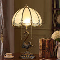Stained Glass Swan Copper 2-Light Table Lamp