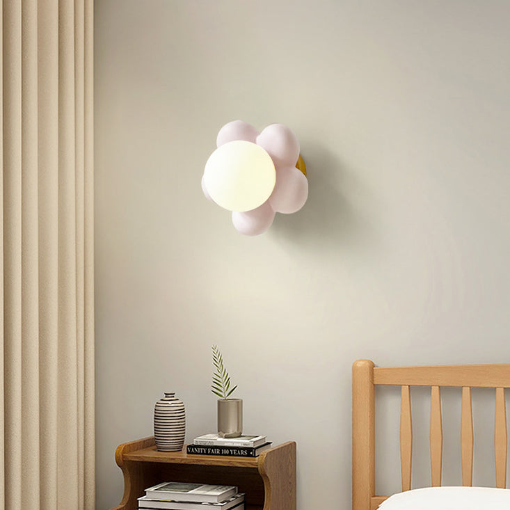 Floral Iron Wood Ceramic Wall Lamp