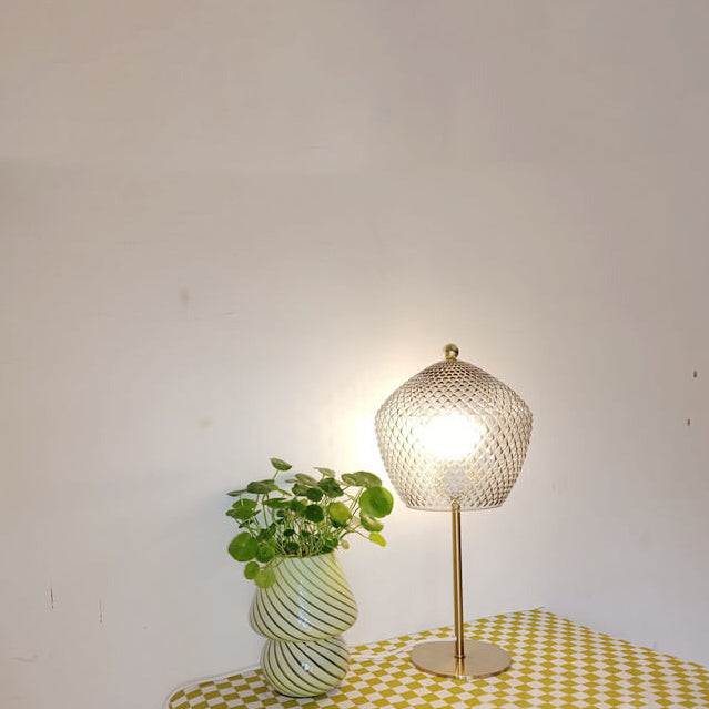 Smoke Gray Glass Metal Table Lamp