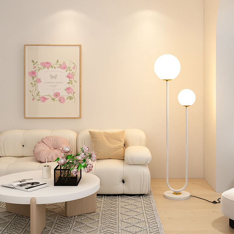 Long Round Ball Iron 2-Light Floor Lamp