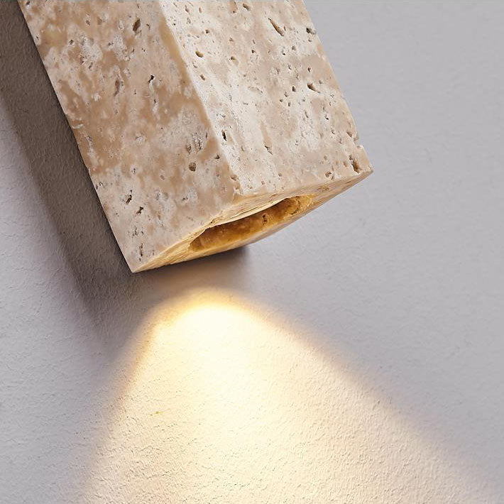 Long Strip Yellow Travertine 2-Light Wall Lamp