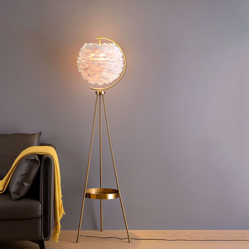 Iron Feather Tripod Bedroom Floor Lamp