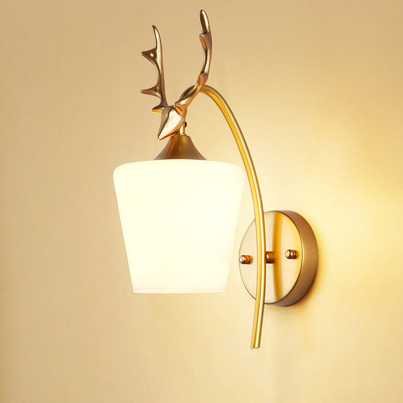 Antler Glass Cone Living Wall Lamp
