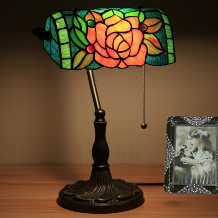 Blooming Flowers Stained Glass Table Lamp