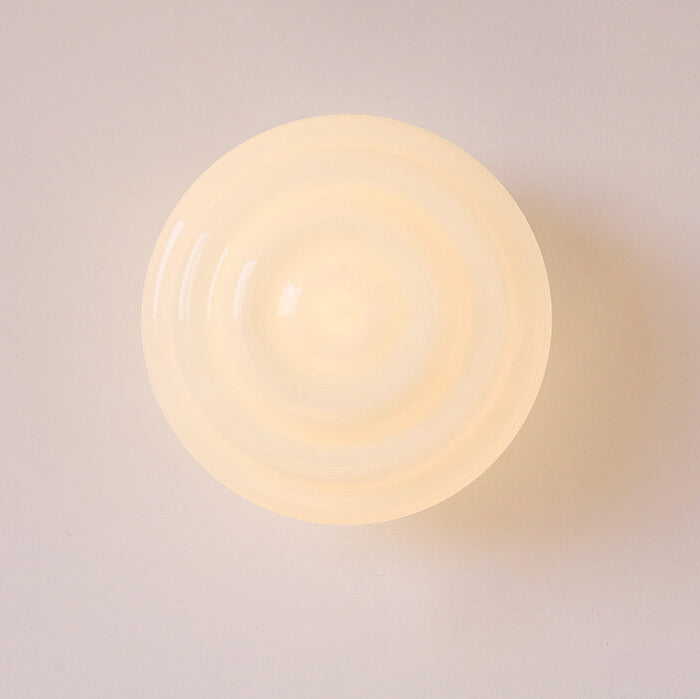 Cream Wave Round Glass Wall Lamp