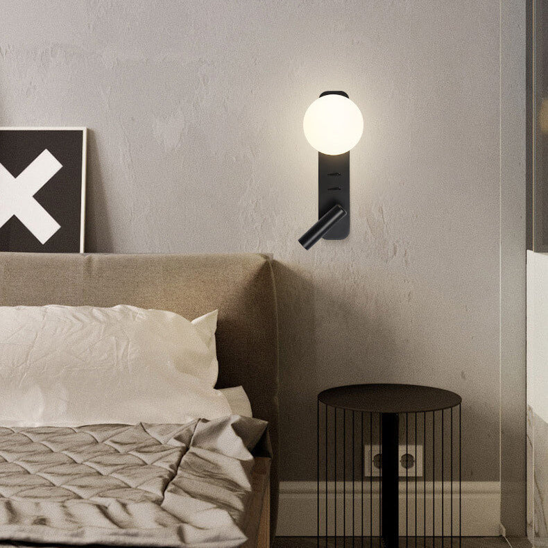 Glass Sphere Reading Wall Lamp