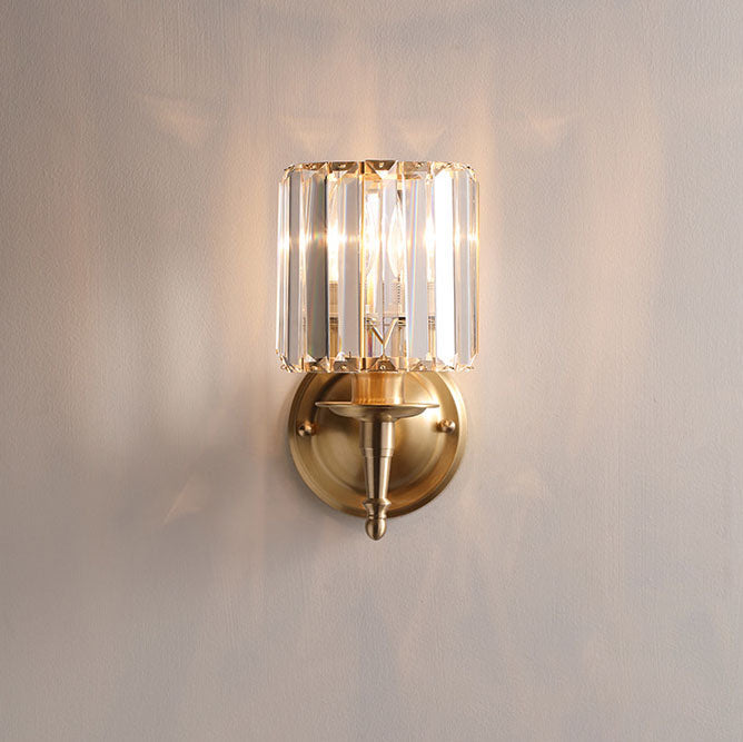 Crystal Copper Cylinder Wall Lamp