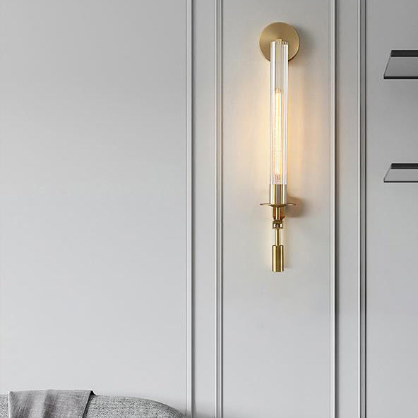 Iron Glass Cylinder Strip Wall Lamp