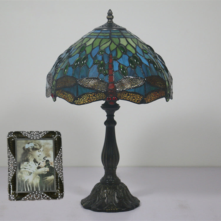 Stained Glass Animal Dragonfly Table Lamp