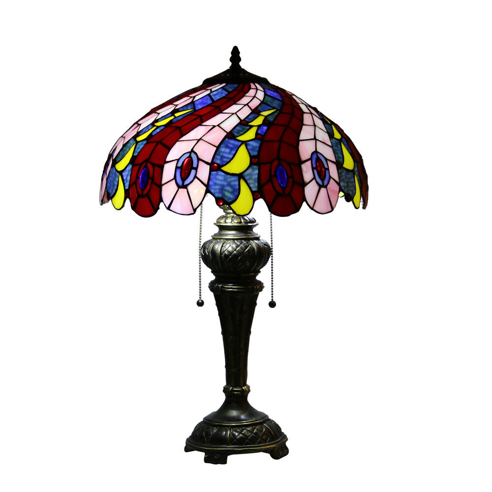 Dragonfly Peacock Glass Resin Table Lamp