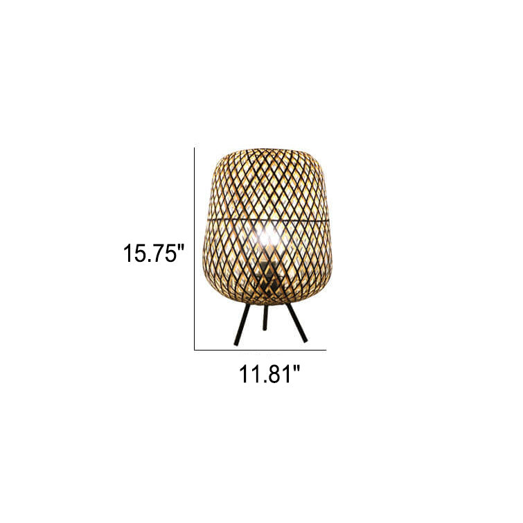Rattan Weaving Oval Ball Table Lamp