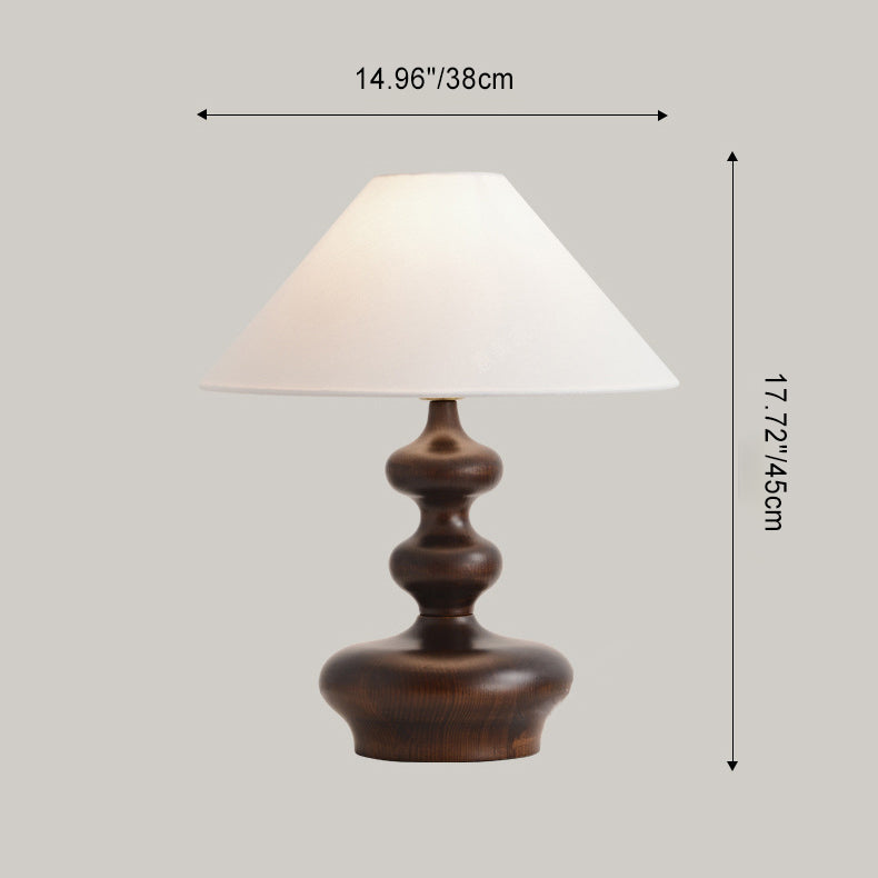 Ash Wood Linen Trapezoid Table Lamp
