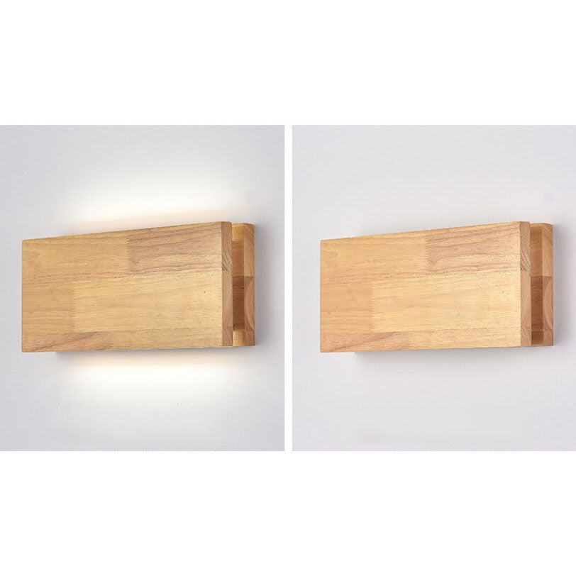 Log Wood Rectangular Wall Lamp