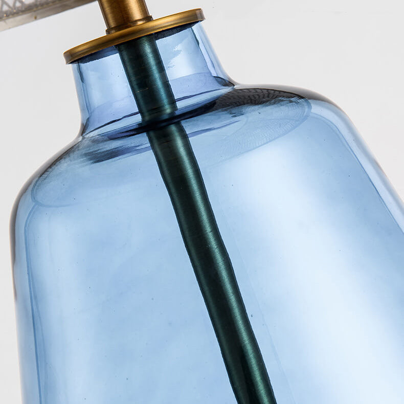 Blue Glass Bottle Metal Table Lamp