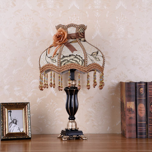 Fabric Cone Tassel Resin Table Lamp