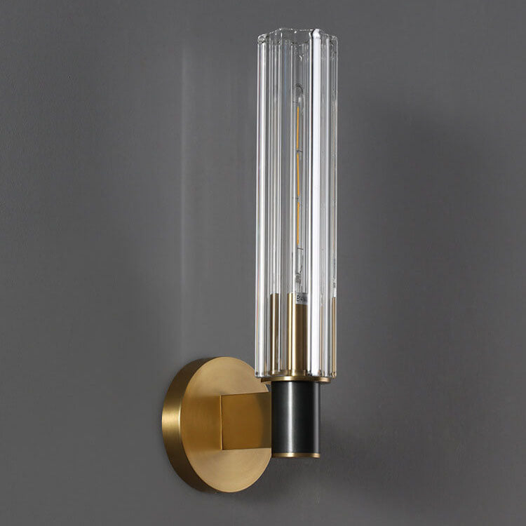 Minimal Brass Crystal Column Wall Lamp