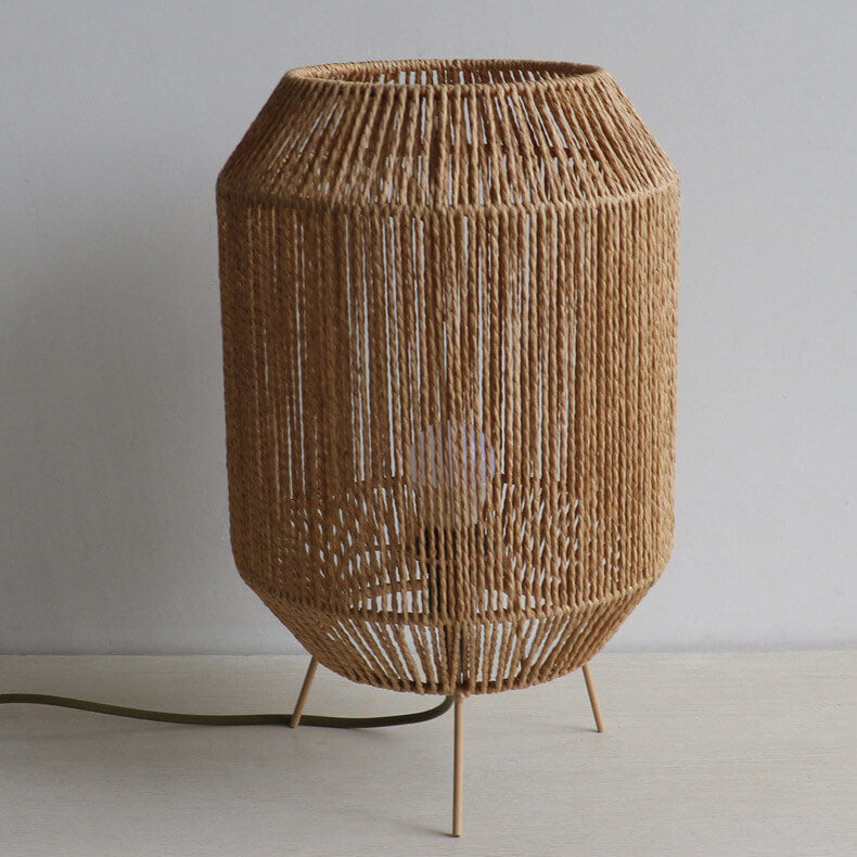 Hemp Rope Weaving Cage Table Lamp