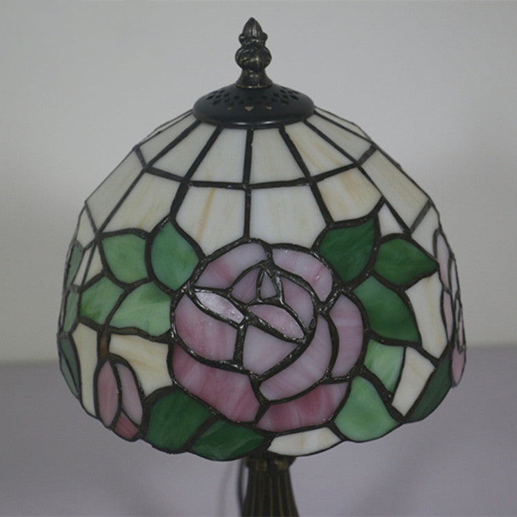 Rose Flower Stained Glass Table Lamp