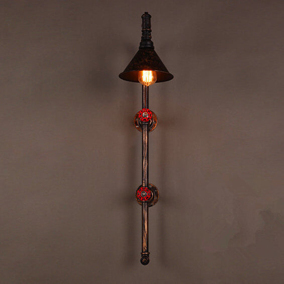 Iron Water Pipe Faucet Wall Lamp