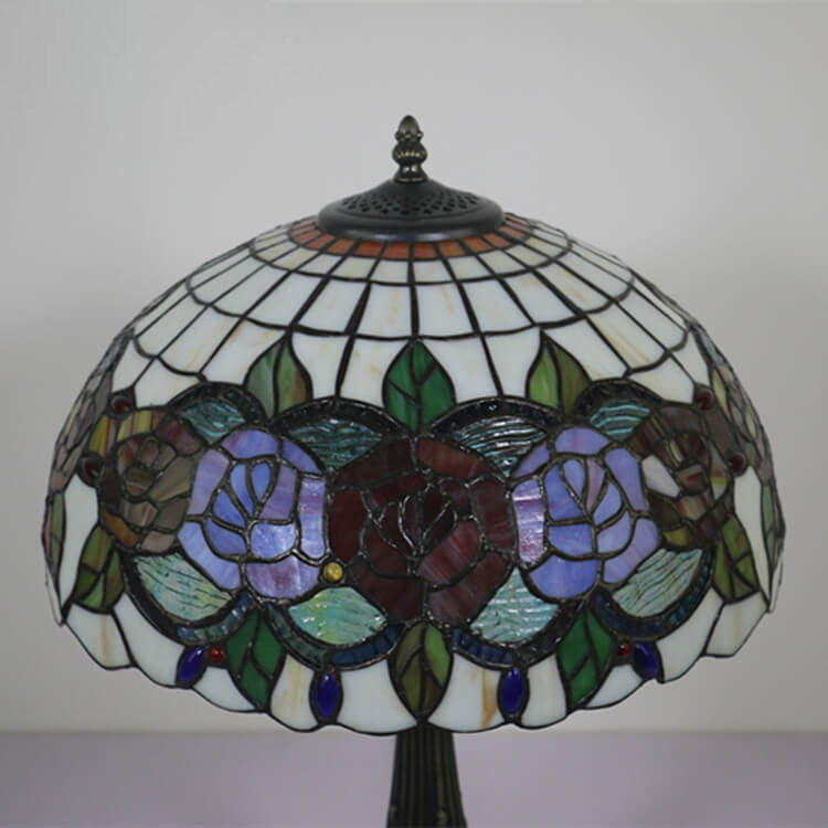 Rose Stained Glass Dome 2-Light Table Lamp