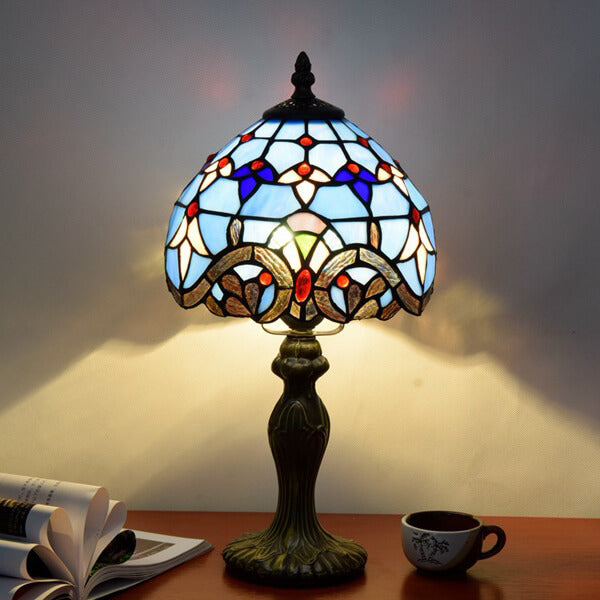 Blue Baroque Stained Glass Table Lamp