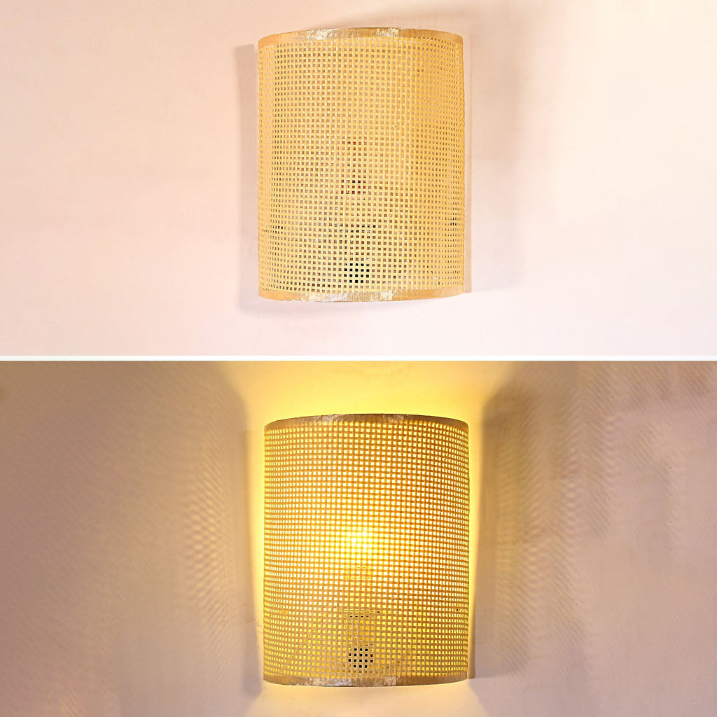 Rattan Semi-Cylinder Living Room Wall Lamp