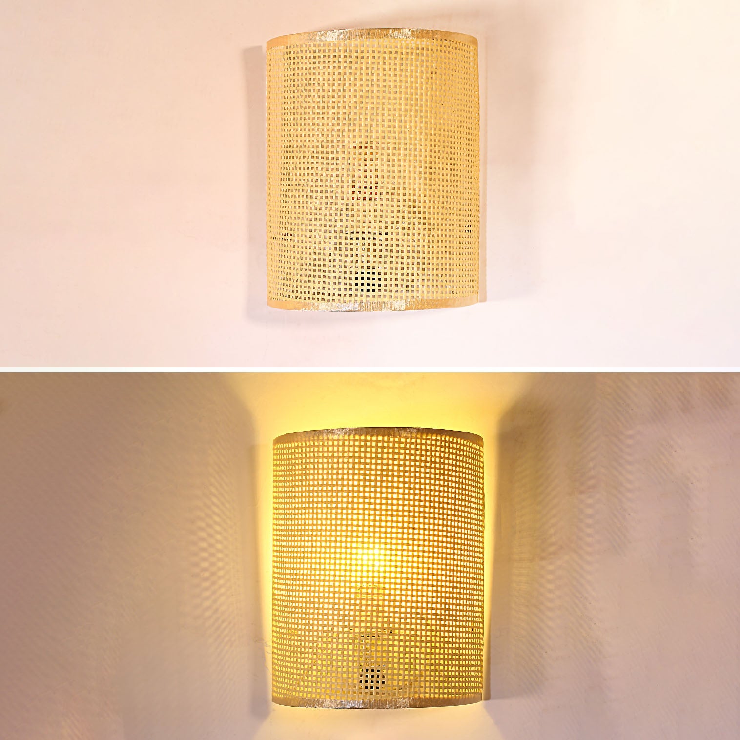 Rattan Semi-Cylinder Living Room Wall Lamp