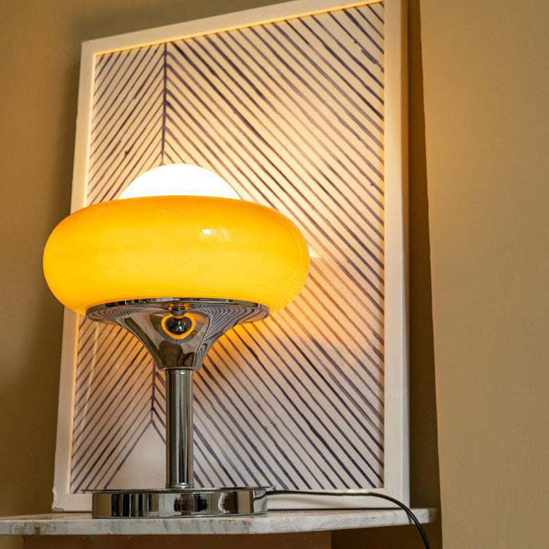 Silver Finish Frame Custard Table Lamp