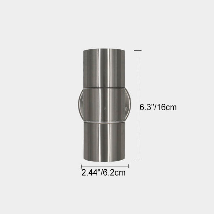 Stainless Steel Cylinder 2-Light Wall Lamp