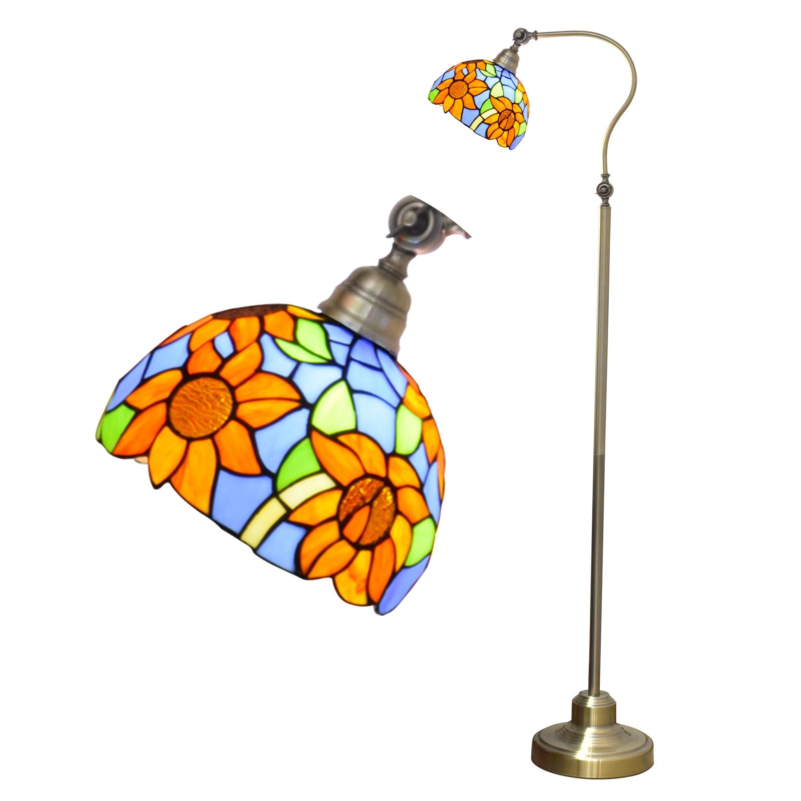 Iron Glss Dome Round Floor Lamp