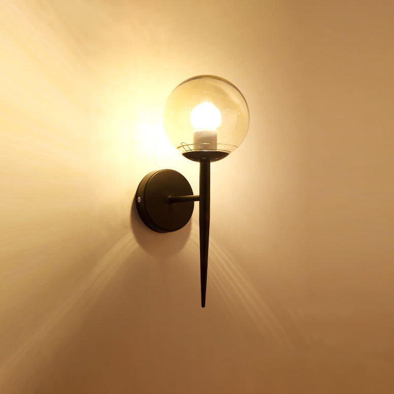 Glass Round Ball Long Wall Lamp