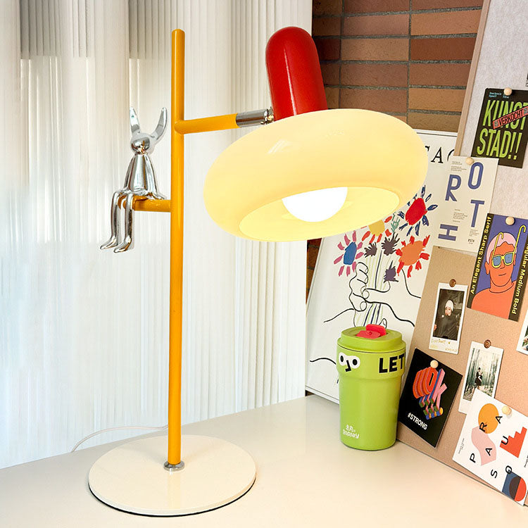 Round Glass Iron Rabbit Table Lamp