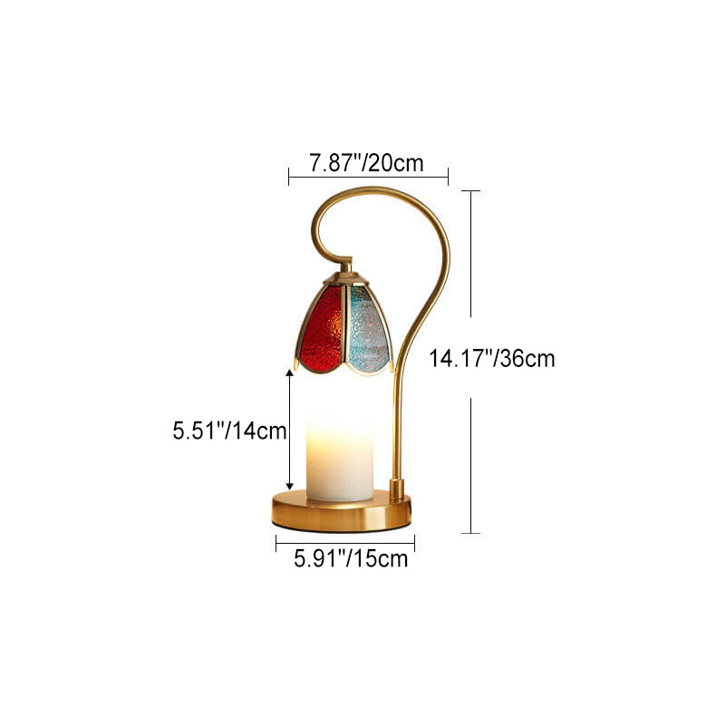Stained Glass Flower Lampshade Table Lamp