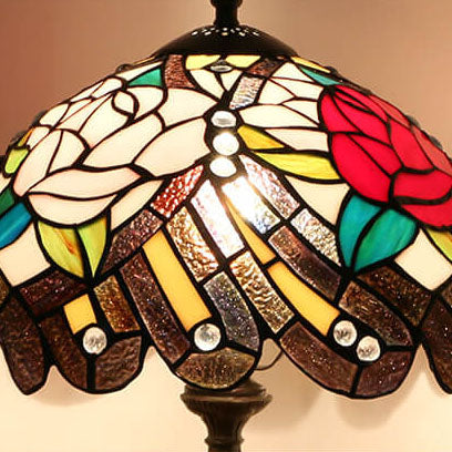 Peony Pattern Stained Glass Table Lamp