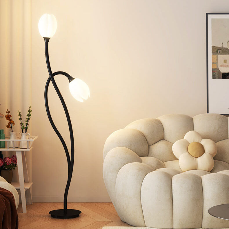 Wrought Iron Arc 2-Light Floor Lamp