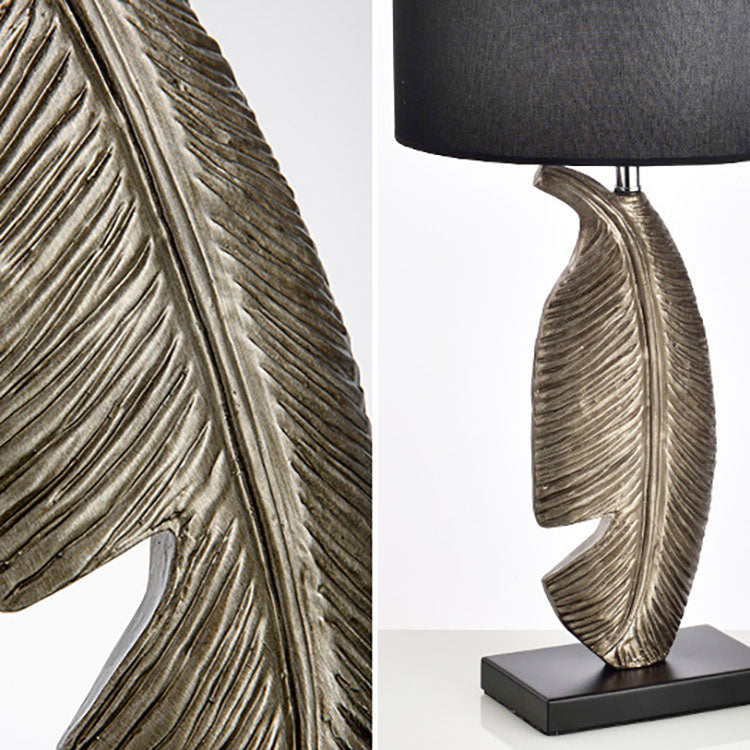 Cylinder Leaf Fabric Resin Table Lamp