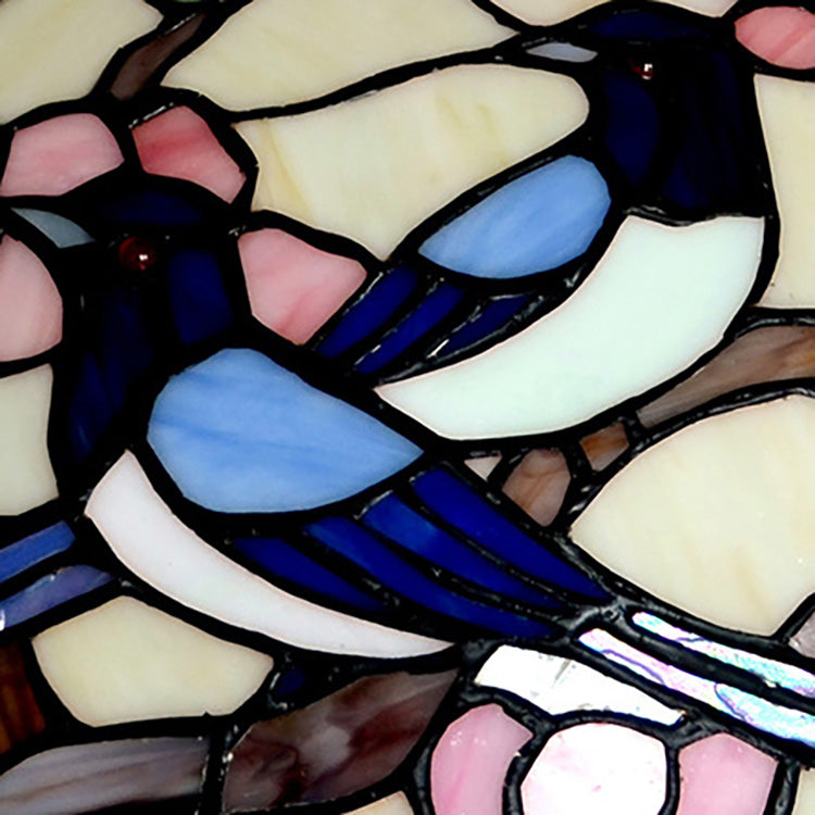 Stained Glass Magpie Plum 2-Light Floor Lamp