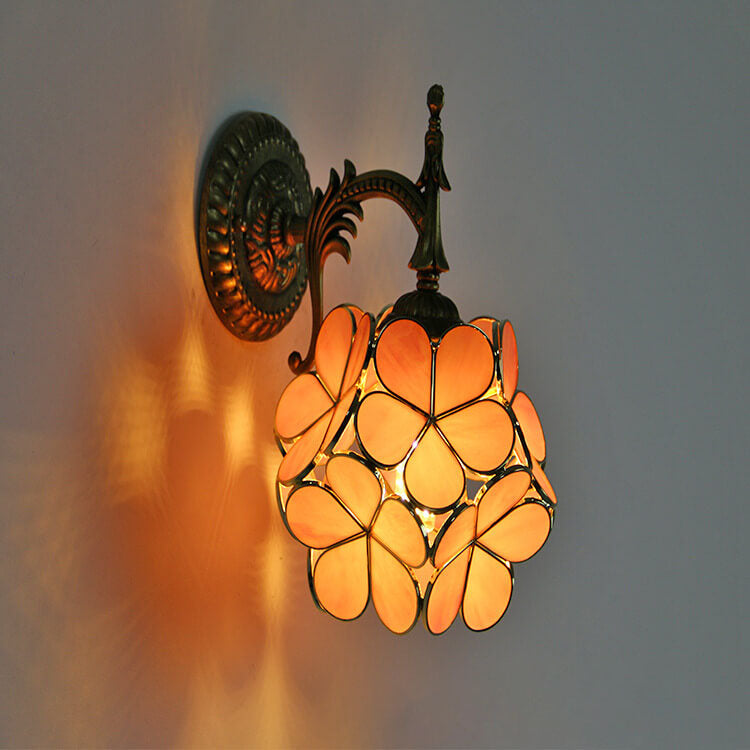 Flower Shaped Glass Metal Wall Lamp