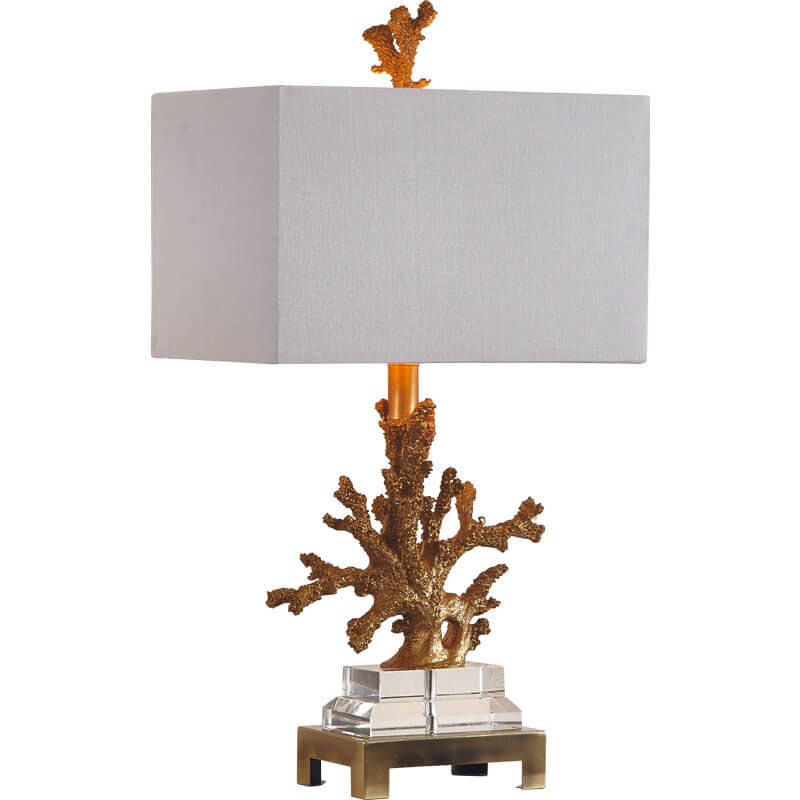 Linen Resin Crystal Coral Table Lamp