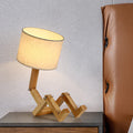 Fabric Solid Wood Robot Table Lamp