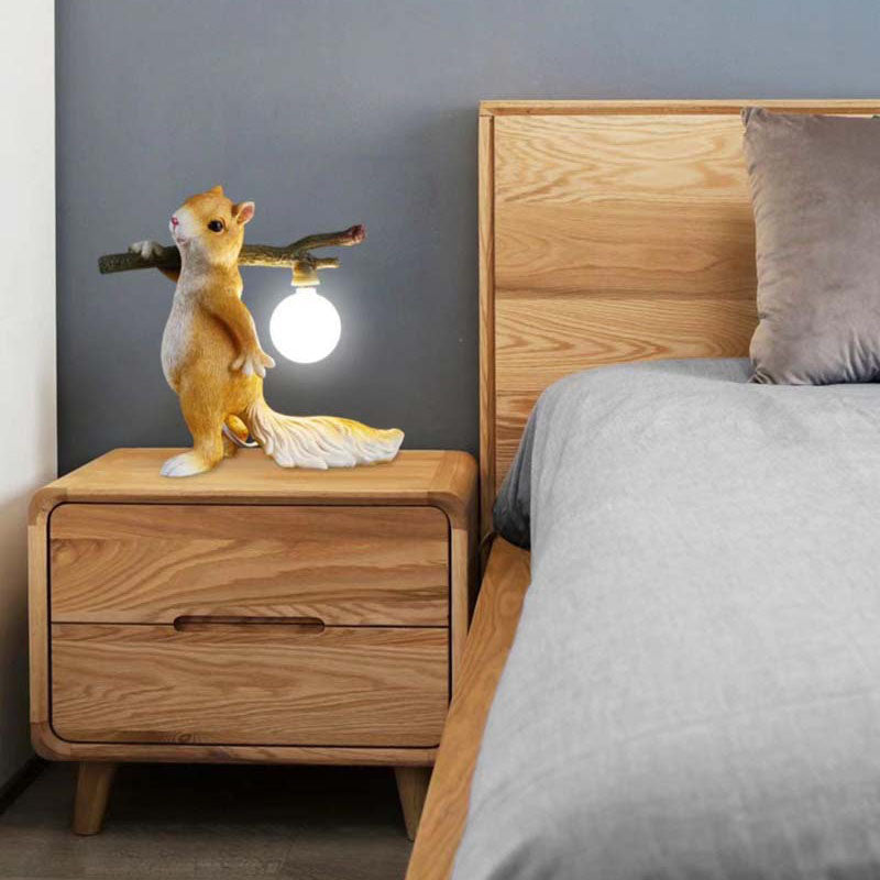 Squirrel Resin Glass Bedroom Table Lamp