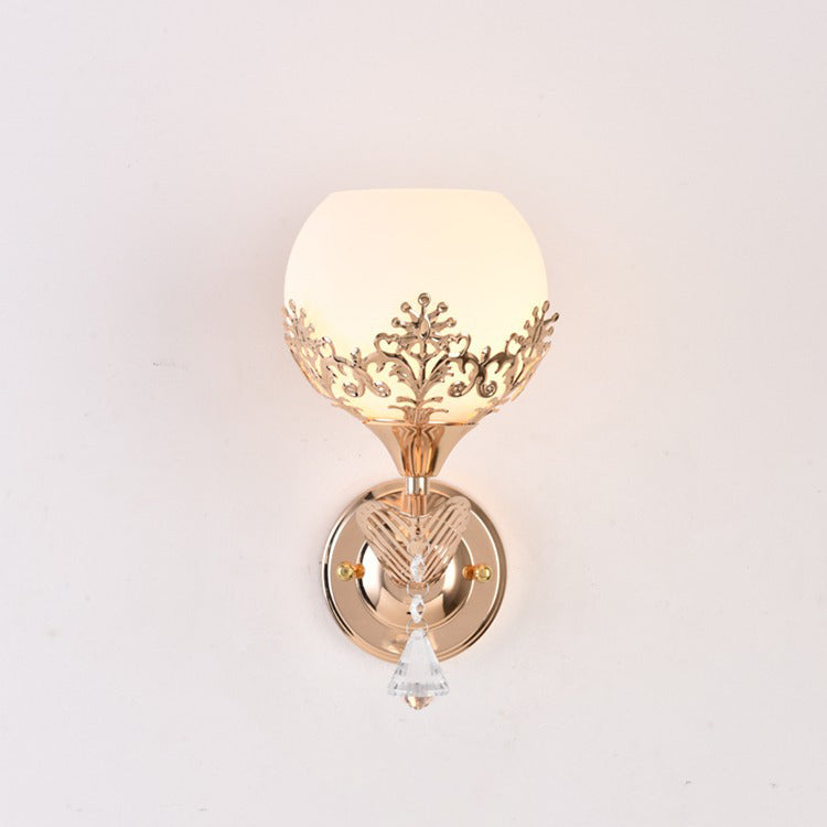 Round Flower Iron Glass Wall Lamp