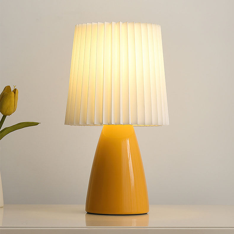Pleated Fabric Ceramics Bedroom Table Lamp