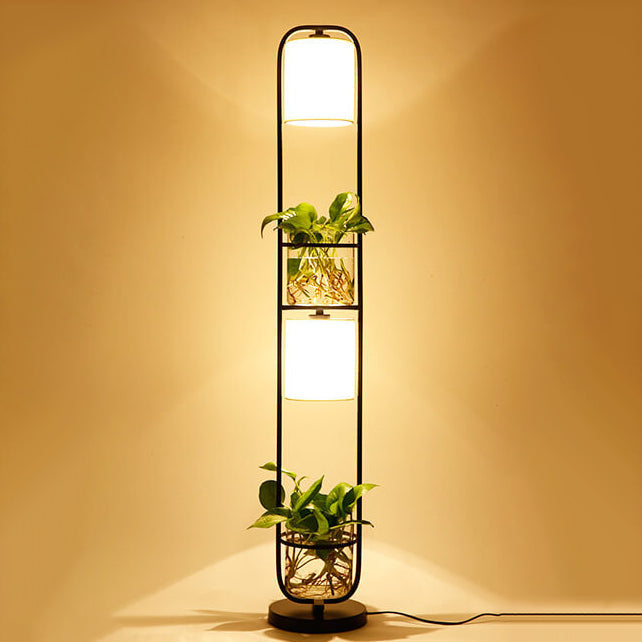 Fabric Iron Frame Hydroponic 2-Light Floor Lamp