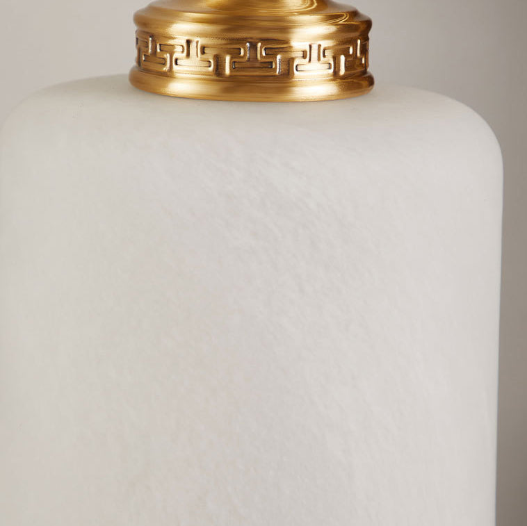 Lotus Cylinder Copper Glass Table Lamp